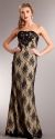 Main image of Strapless Floral Mesh Beaded Long Formal Evening Dress 